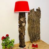 Stehlampe aus Baumrinde Unikat - Lampendesign KreaFreiKunst