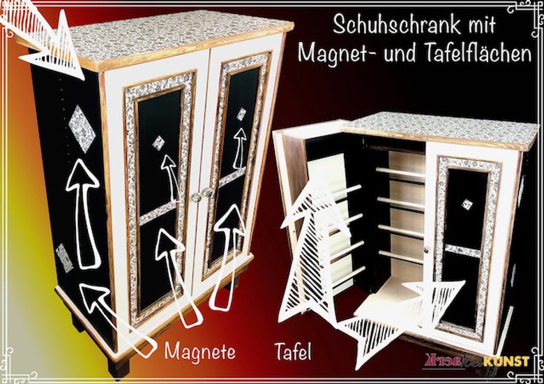 Schuhschrank mit Magneten und Tafelflächen - Kreative Möbel KreaFreiKunst