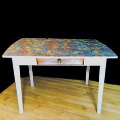Vintage Retro Tisch mit Fliesen Muster Holztisch Kaufen-KreaFreiKunst